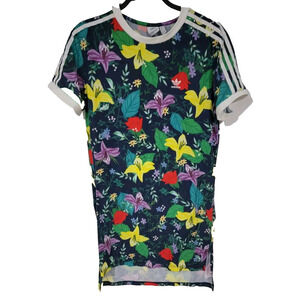 Adidas Originals Floral Print Short Sleeve T-shirt Dress Womens Small